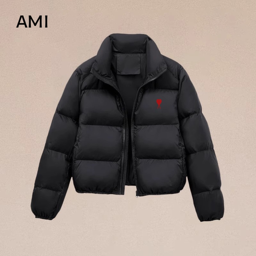 AMI旗舰店 明星同款美式冬季新款黑色棉服女小个子加厚外套面包服