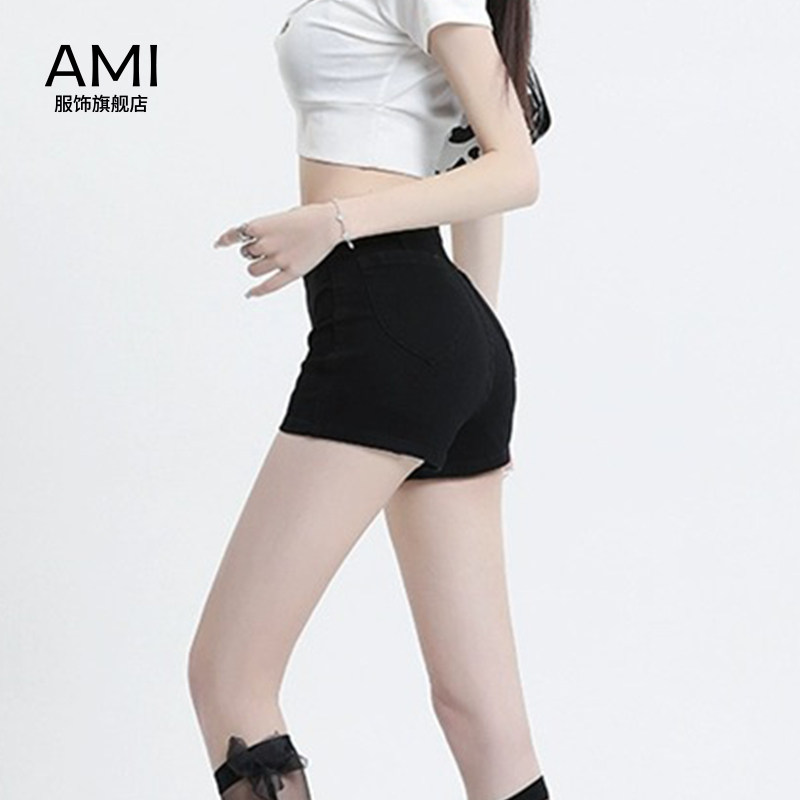 AMI官方 2026美式黑色牛仔短裤女春季新款正品高腰辣妹紧身a字热