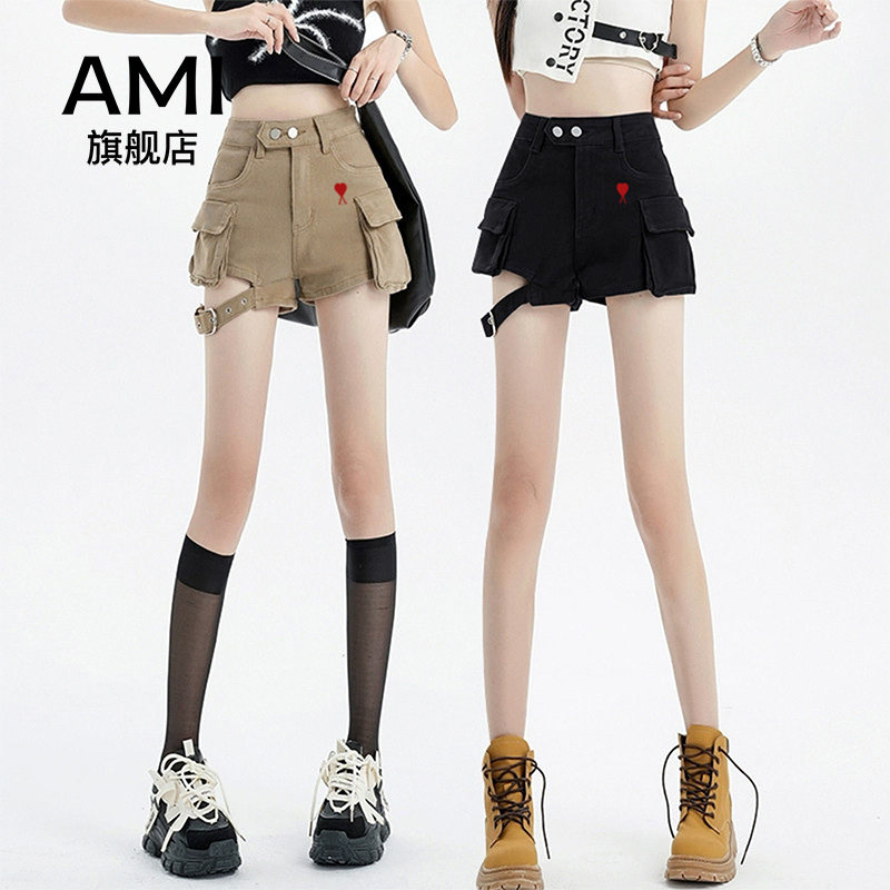 AMI官方美式工装牛仔短裤女春夏季外穿小个子紧身弹力辣妹a字热裤