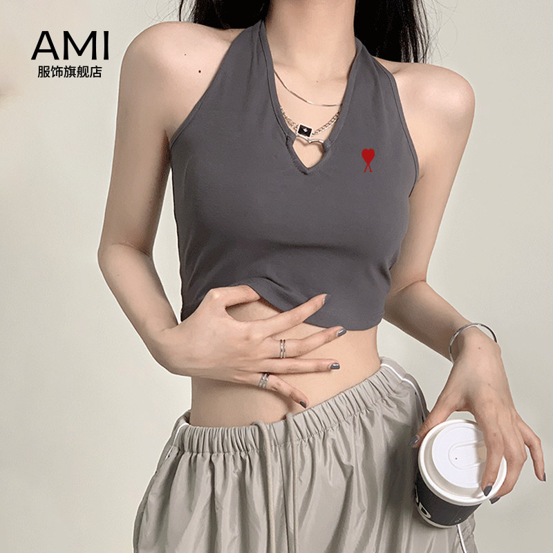AMI官方 2026美式黑色挂脖抹胸吊带背心女夏季潮牌正品外穿辣妹上