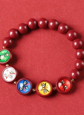 2025b蛇年朱砂五路财神手链男女情侣款本命年珠串手链饰品送礼品