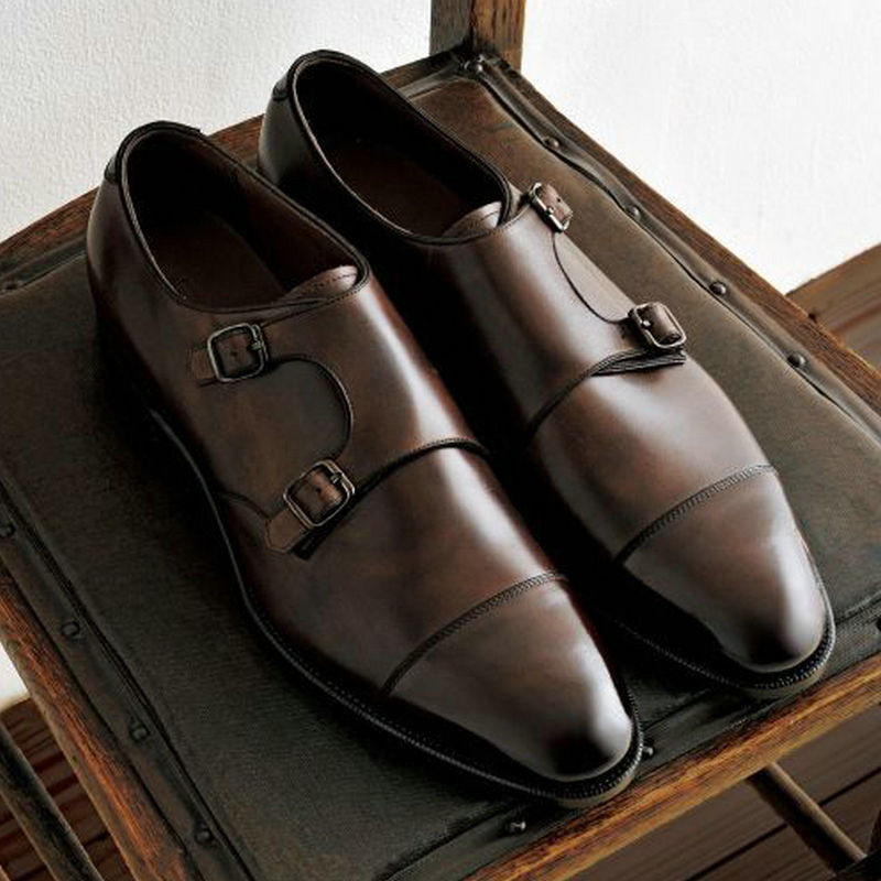 英伦真皮鞋男士商务正装欧版搭扣僧侣孟克男鞋青年套脚一脚蹬小码,流行男鞋,正装皮鞋,淘宝优惠券,粉丝福利购,淘宝优惠卷