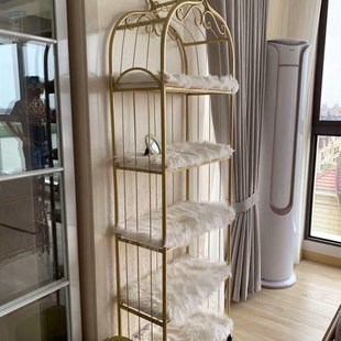 北欧铁艺落地置物架轻奢书架陈列架客厅杂物架化妆品架鸟笼展示架