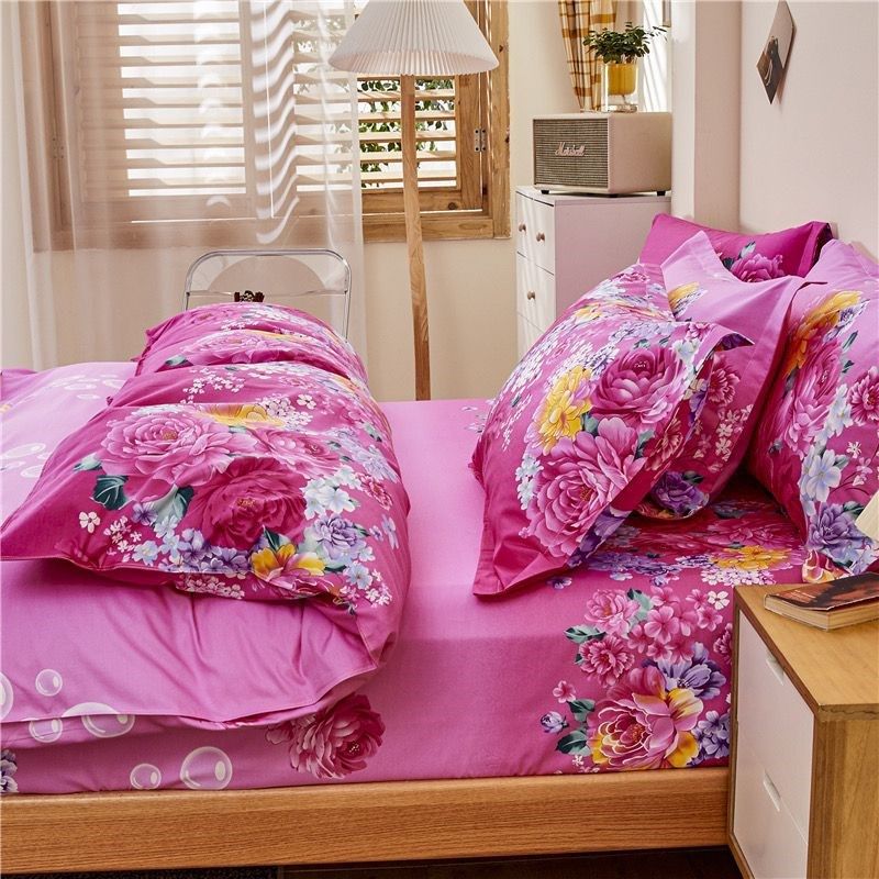 中国风牡丹大花卉三四件套纯棉床单100全棉被套复古亮色高档田园,床上用品,床品套件/四件套/多件套,淘宝优惠券,粉丝福利购,淘宝优惠卷