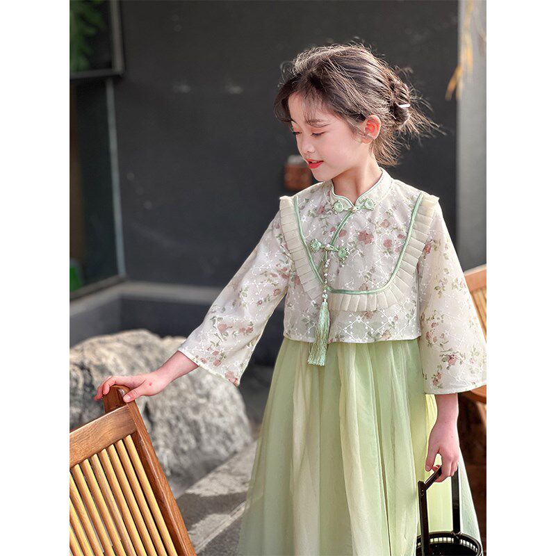 女童汉服2024春季新款儿童新中式网纱长袖连衣裙夏装宝宝古风长裙,童装/婴儿装/亲子装,汉服,淘宝优惠券,粉丝福利购,淘宝优惠卷