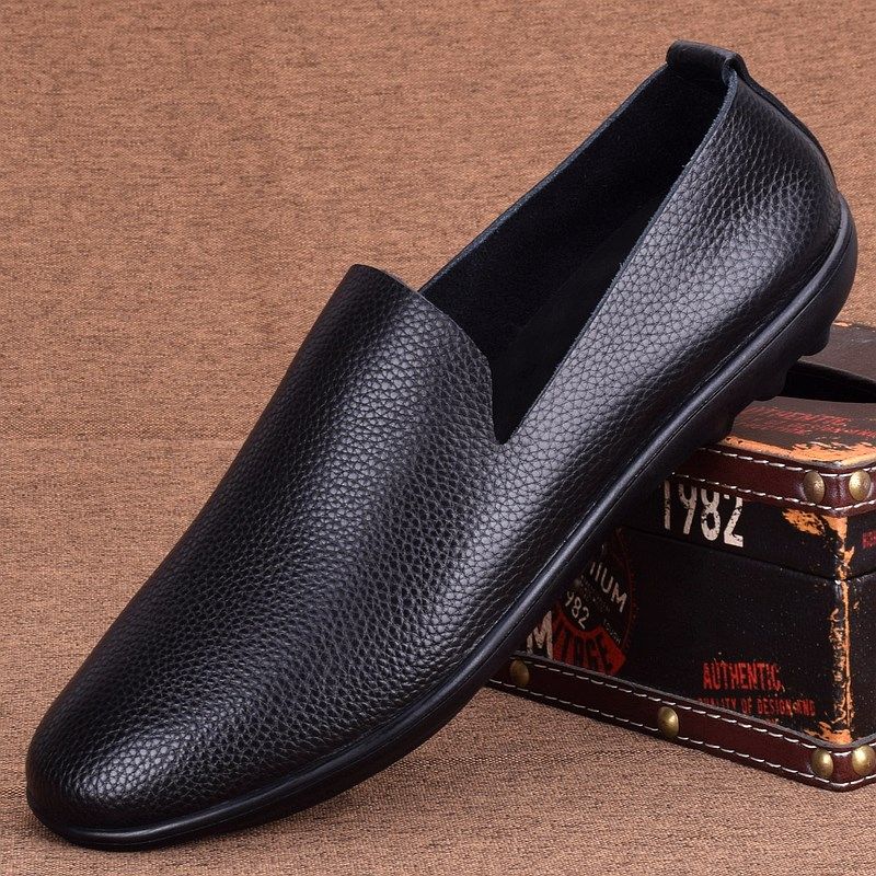 单层牛皮鞋男夏季真皮透气轻便懒人鞋外贸青年圆头套脚韩版豆豆鞋,流行男鞋,乐福鞋（豆豆鞋）,淘宝优惠券,粉丝福利购,淘宝优惠卷