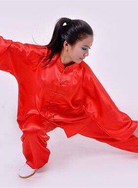 新款气功太极拳服晨练q服中老年服装练剑服武术练功服女手工太极
