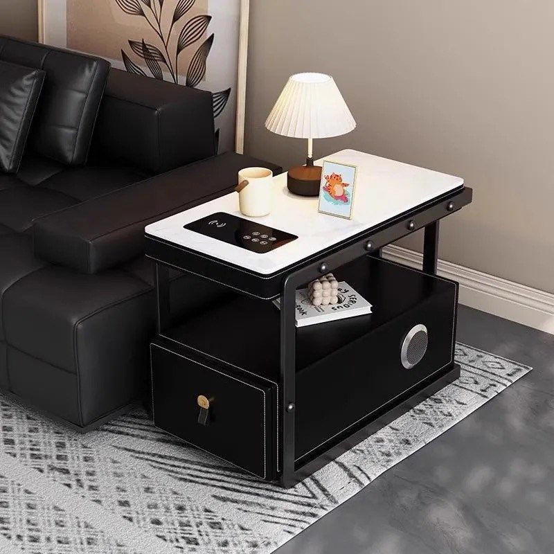 马鞍皮实木多功能可移动沙发边几马鞍皮智能侧边柜小茶几收纳柜,住宅家具,移动边几/推车,淘宝优惠券,粉丝福利购,淘宝优惠卷