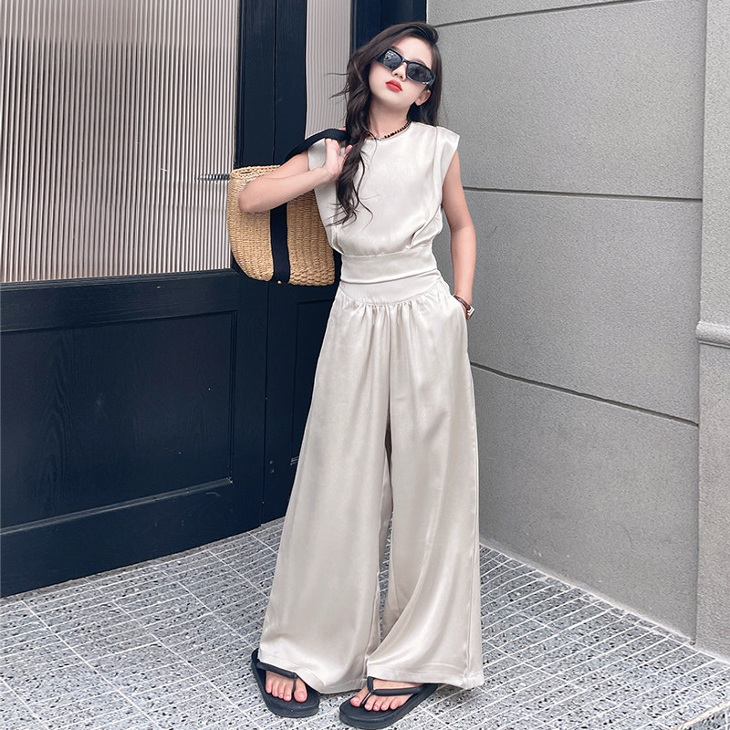 女童夏装套装2025新款洋气儿童夏季薄款时髦大童冰丝阔腿裤两件套,童装/婴儿装/亲子装,套装,淘宝优惠券,粉丝福利购,淘宝优惠卷