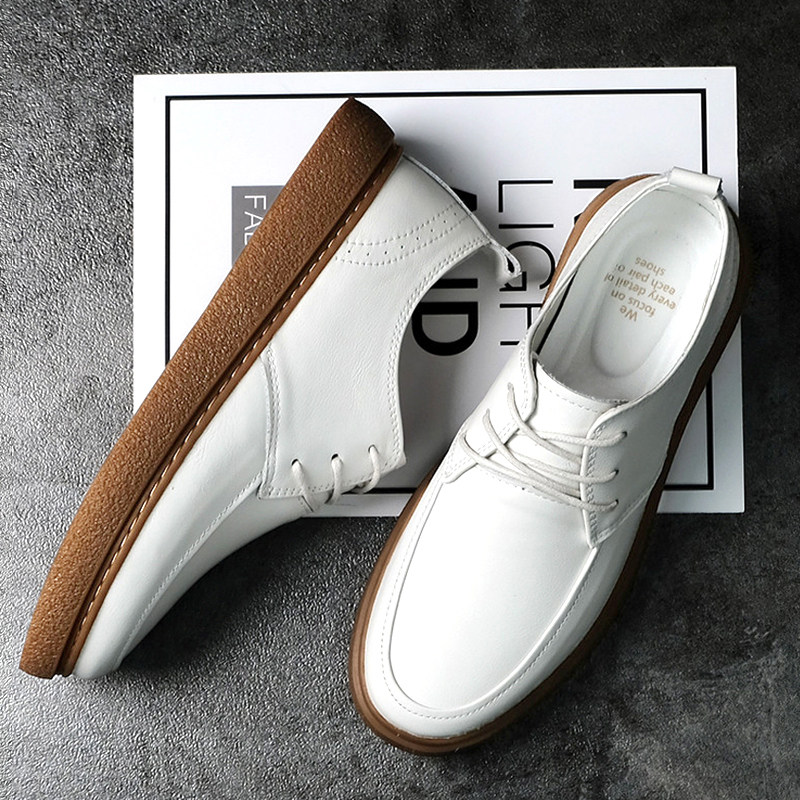头层牛皮男鞋春季透气真皮休闲皮鞋牛筋底西装小白鞋男士软底板鞋,流行男鞋,休闲板鞋,淘宝优惠券,粉丝福利购,淘宝优惠卷