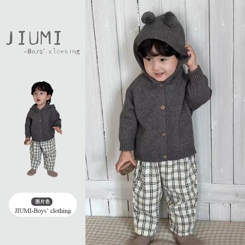儿童秋季2024新款洋气连帽毛衣外套男宝宝韩版童装男童休闲裤套装,童装/婴儿装/亲子装,毛衣/针织衫,淘宝优惠券,粉丝福利购,淘宝优惠卷