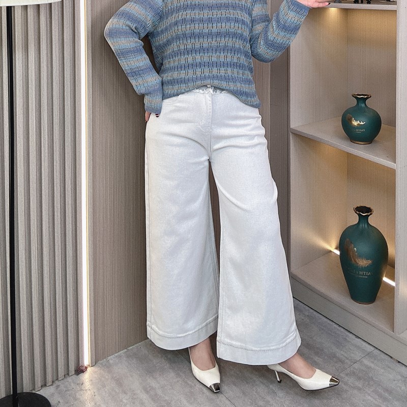高腰品质九分阔腿牛仔裤女大码春秋新款宽松百搭垂感休闲喇叭裤子