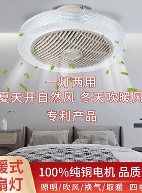 新款冷暖风扇灯卧室吸顶吊扇灯家用客厅餐厅暖风风扇LED带灯一体