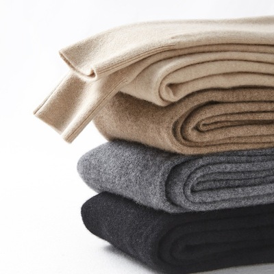 商场专柜同款100纯山羊绒裤子女士羊绒打底裤坑条修身松紧腰保暖