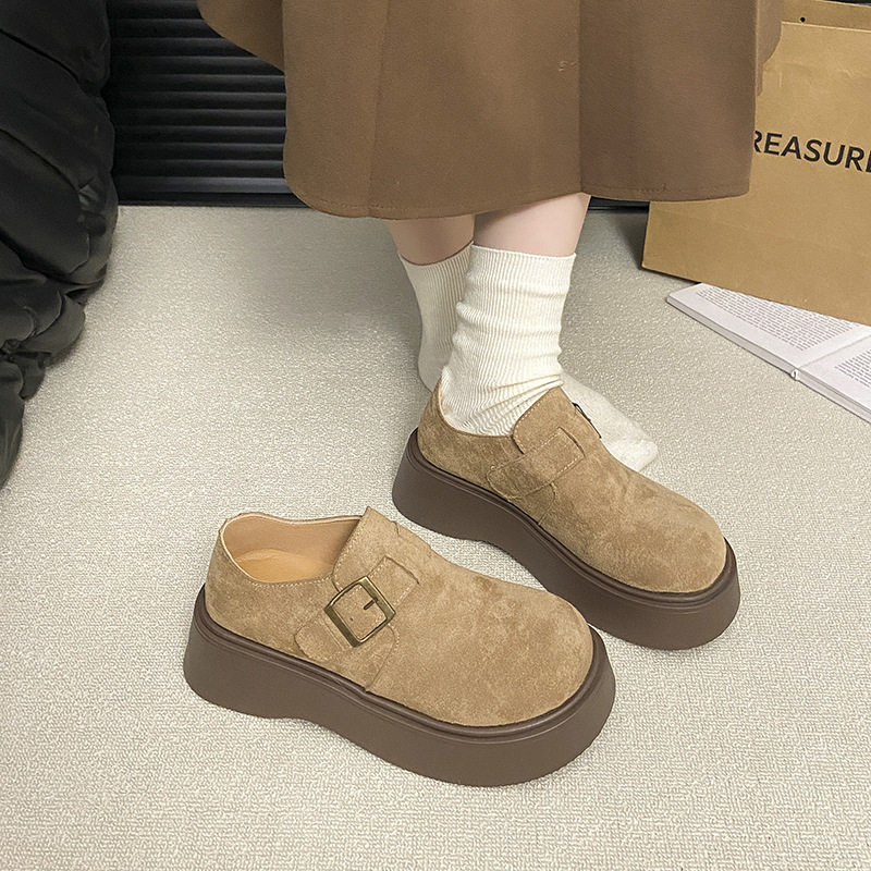 买手店韩版明星款厚底复古勃肯鞋女鞋2025春秋冬新款增高赖人一脚