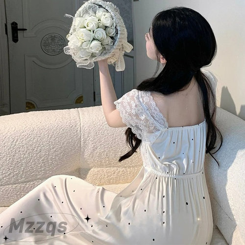 2025新款甜美冰丝绸缎睡裙