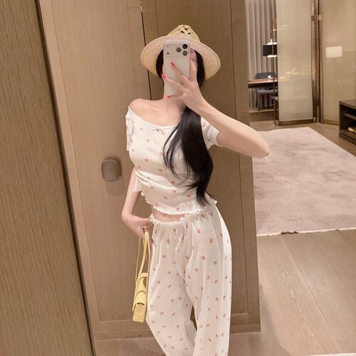 莫代尔棉女夏小熊睡衣套装