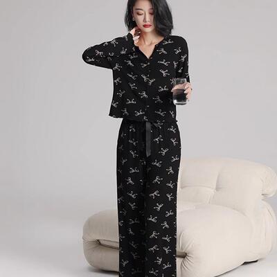 新款莫代尔蝴蝶结印花睡衣