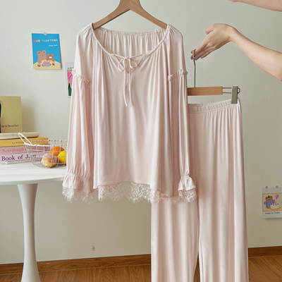 法式莫代尔睡衣套装纯欲风