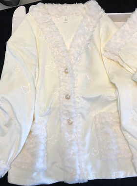 小香风海岛绒睡衣女款秋冬季2025新款加厚柔软长袖长裤家居服套装