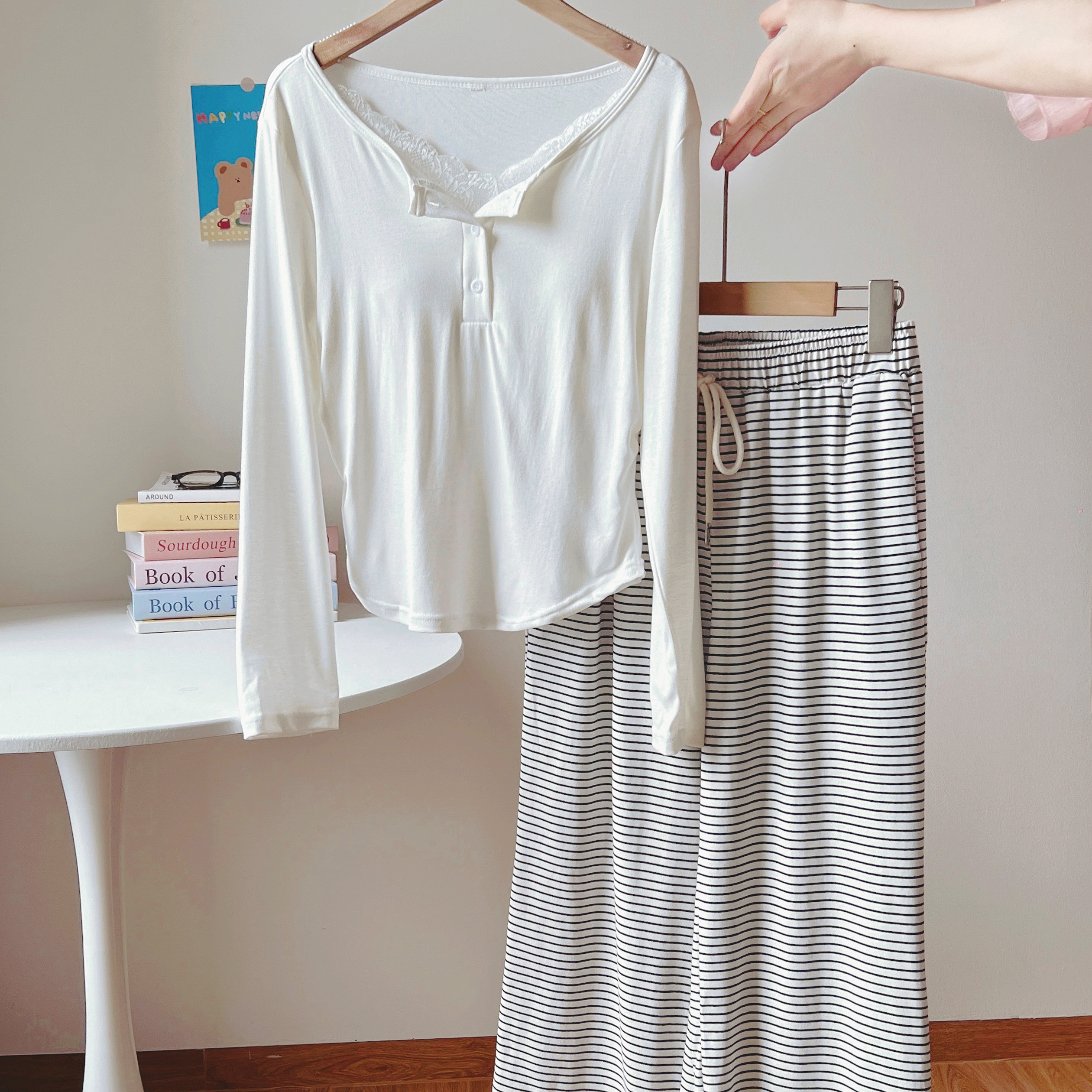 2025新款莫代尔睡衣女春秋季性感纯欲V领蕾丝长袖长裤家居服套装,女士内衣/男士内衣/家居服,睡衣/家居服套装,淘宝优惠券,粉丝福利购,淘宝优惠卷