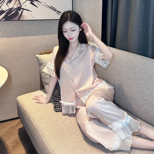 2025新款冰雪丝蕾丝花边睡衣夏季