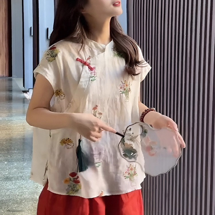 2025新款复古国风麻棉睡衣女夏季花蕊刺绣斜襟盘扣衬衫短裤家居服,女士内衣/男士内衣/家居服,睡衣/家居服套装,淘宝优惠券,粉丝福利购,淘宝优惠卷