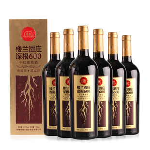 楼兰酒庄深根600干红葡萄酒新疆国产红酒750ml*6瓶整箱礼盒装正品
