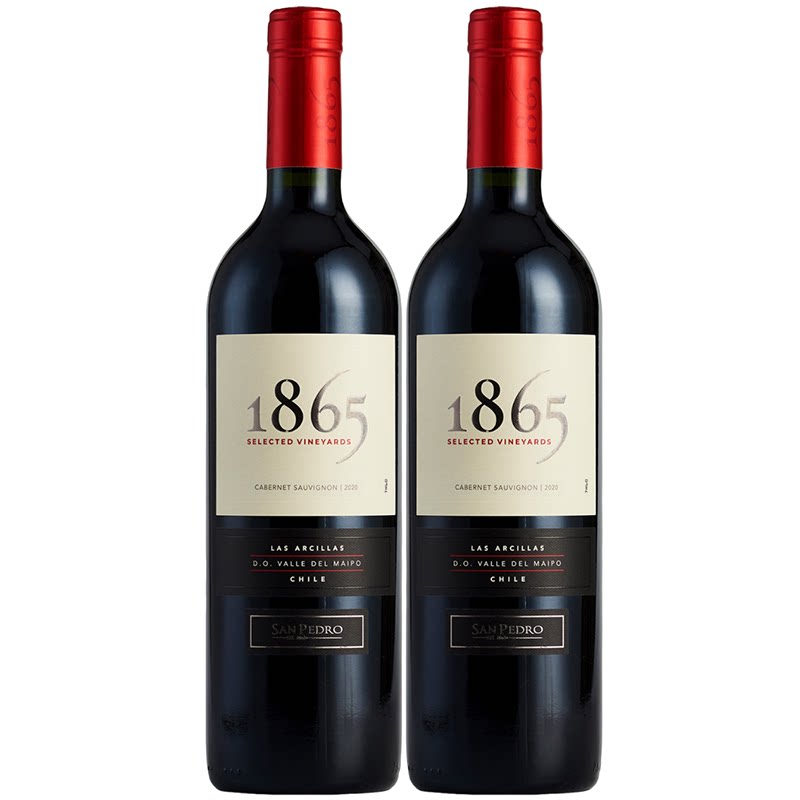 智利原瓶进口红酒圣佩特罗1865赤霞珠干红葡萄酒750ml*2瓶装正品