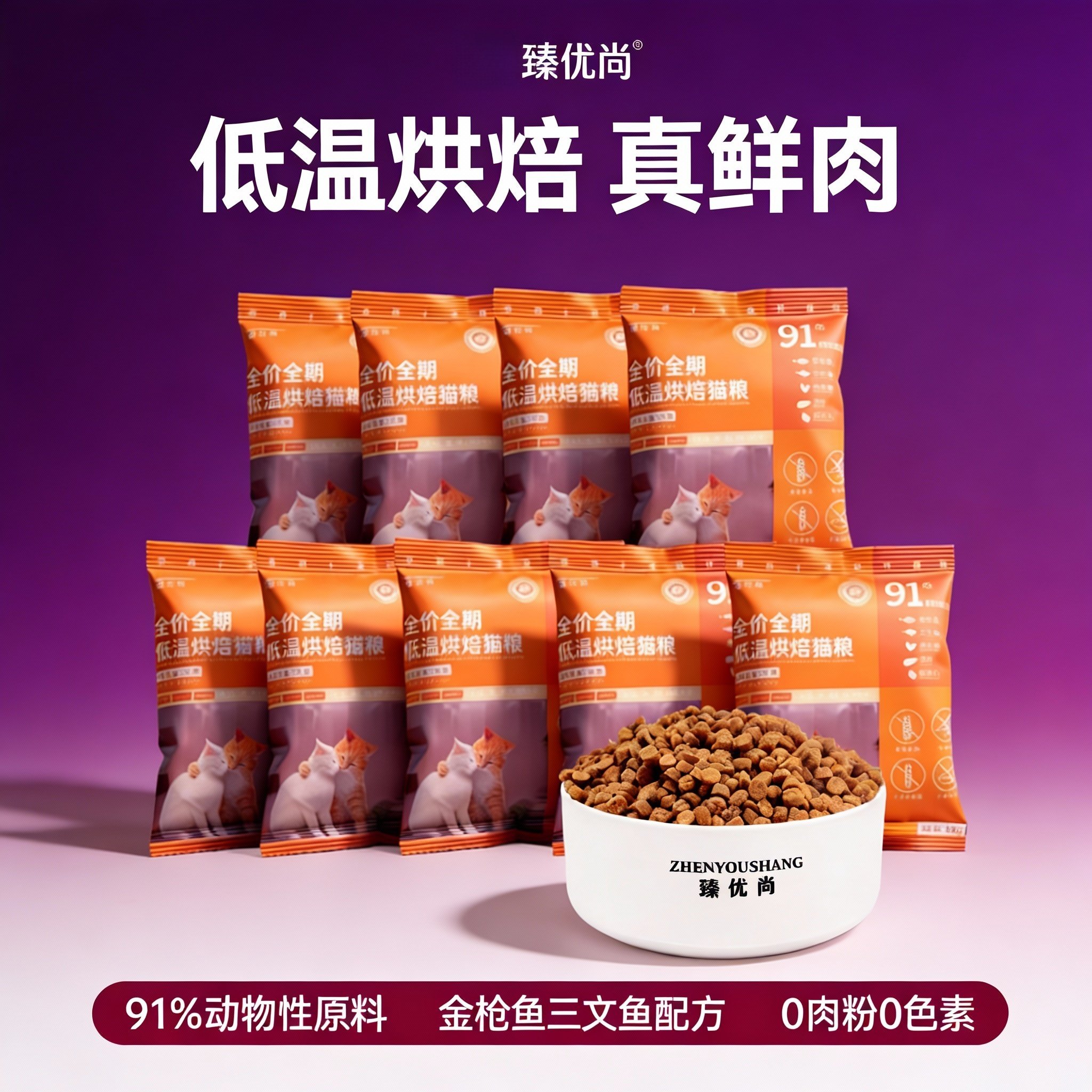 臻优尚低温烘焙猫粮高鲜肉成猫幼猫金枪鱼三文鱼试吃装布偶英短