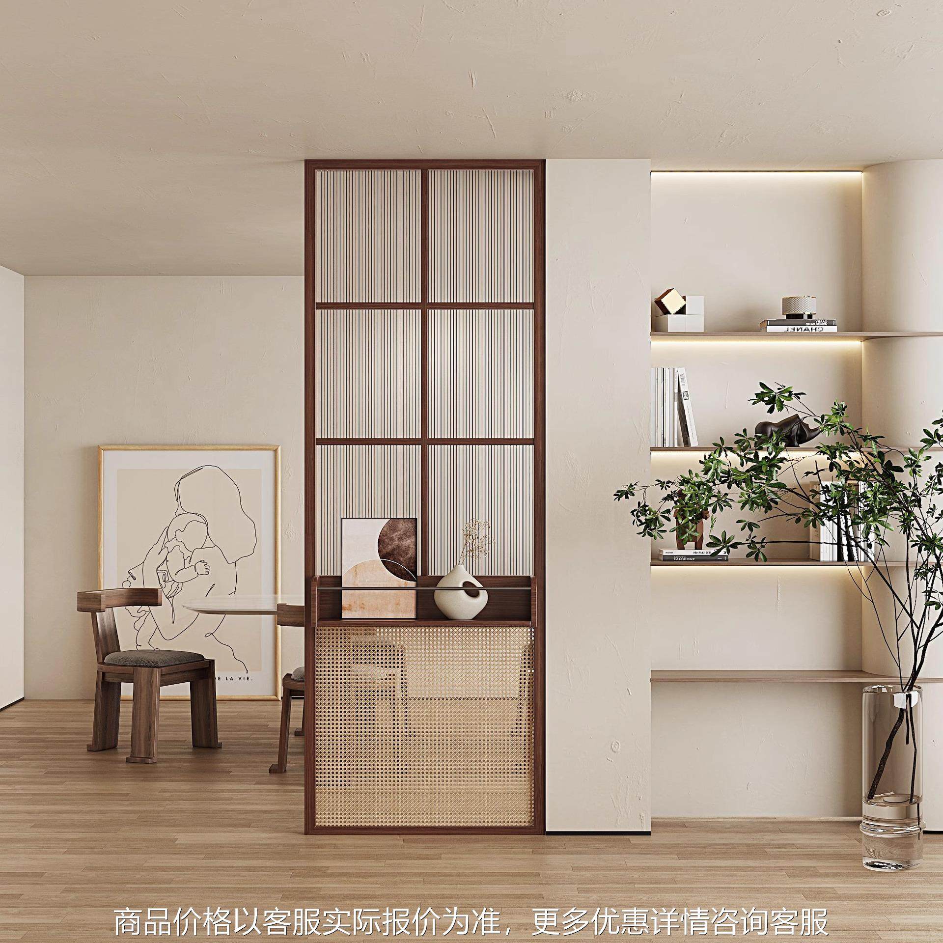 古信复古长虹玻璃玄关入户进门遮挡宫格藤编隔断装饰洗手台屏风,基础建材,屏风,淘宝优惠券,粉丝福利购,淘宝优惠卷