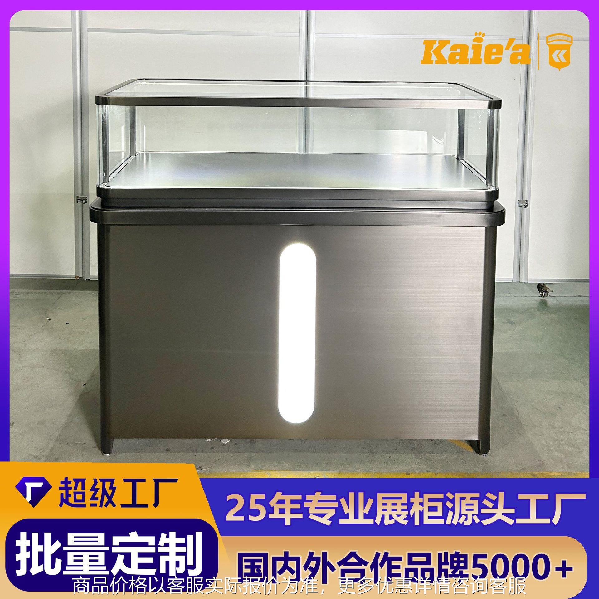 定制不锈钢玉器翡翠展示柜带灯 金银首饰玻璃展柜珠宝陈列柜工厂