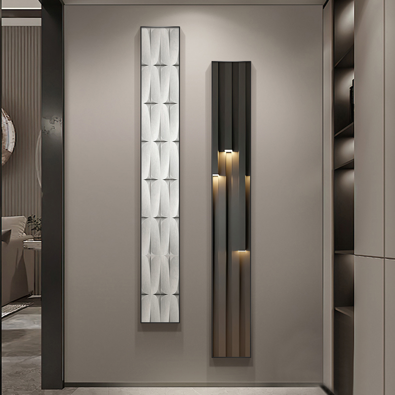 黑白抽象玄关挂画几何细长