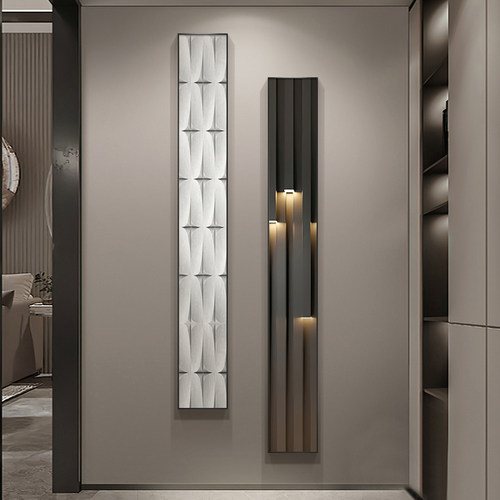 黑白抽象玄关挂画几何细长