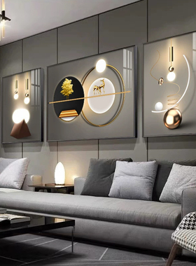 Bylure现代轻奢客厅装饰画沙发背景墙三联画乔迁新居卧室壁画挂画