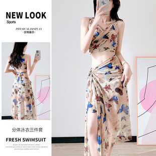 海岛比基尼bikini分体三件套游泳衣女海边度假沙滩性感温泉泳装 女