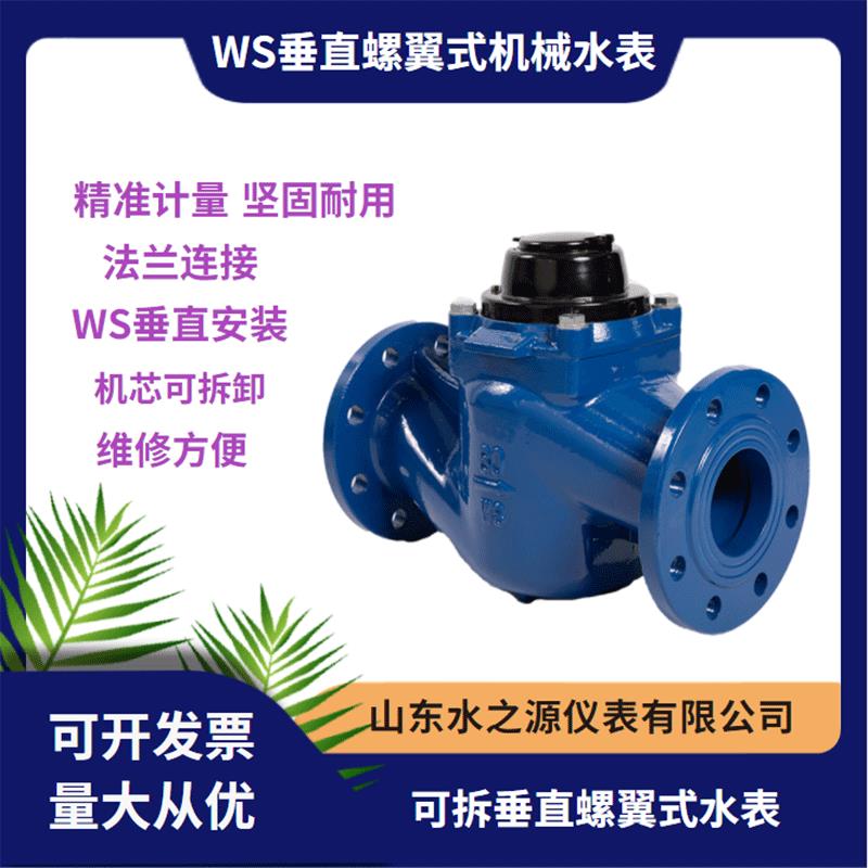 工厂直供WS垂直螺翼式机械水表 法兰垂直安装大口径可拆法兰水表