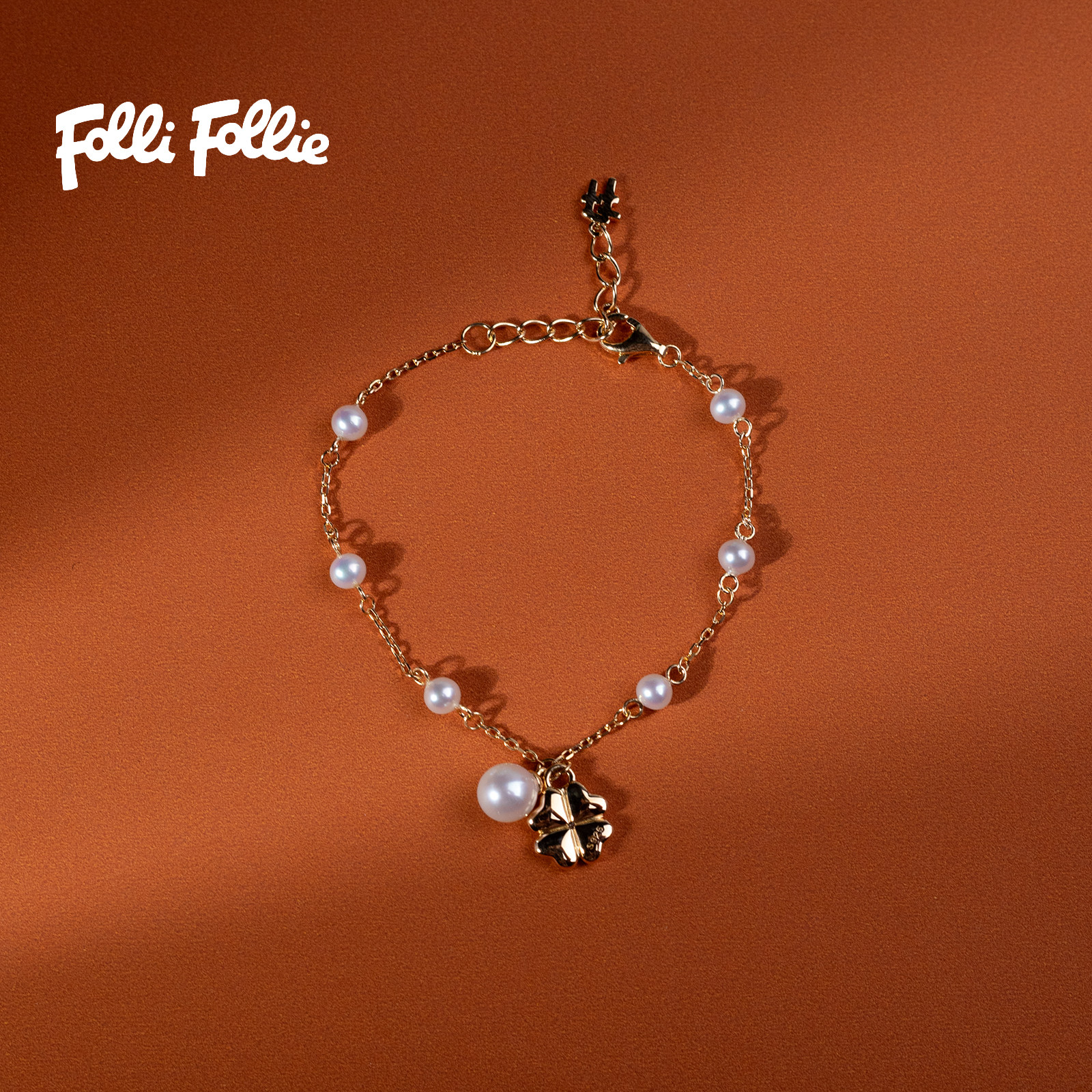 Folli Follie【Heart4Heart】淡水珍珠手链S925银4-6mm优雅轻奢款