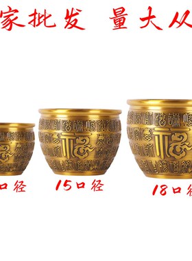 百福聚宝盆浮雕百福缸摆件  厂家