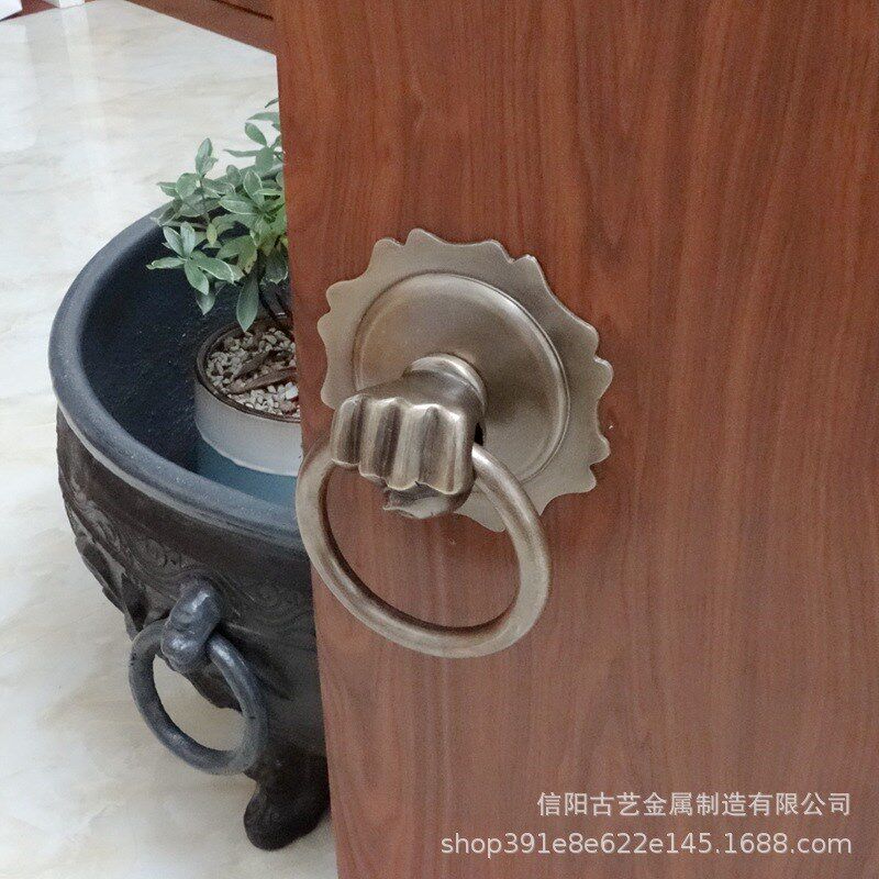 门环黄铜仿古大门拉手兽头全铜手模型福字圆拉P环老式门环铜装饰