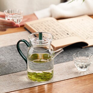玻璃执壶仿宋泡茶器泡绿茶专用茶具耐G高温可加热泡茶壶带茶杯套