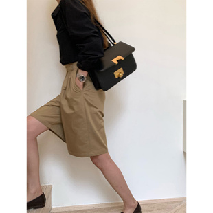 五分裤女薄款复古2021年新款中裤百慕大短裤夏季直筒宽松阔腿裤子