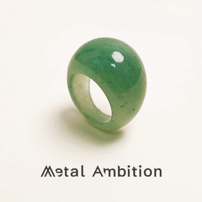 天然绿东陵玉戒指新中式气质食指戒轻奢小众设计中古指环个性复古