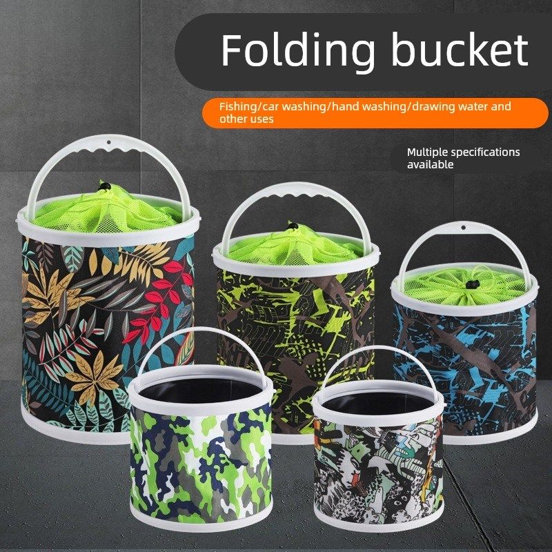 钓鱼水桶可折叠新款户外硬底野钓折叠水桶帆布多功能带防跳网便携,户外/登山/野营/旅行用品,装鱼桶,淘宝优惠券,粉丝福利购,淘宝优惠卷