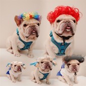 搞笑头饰 求刘海双马尾辫子 法斗柯基圣诞节 爆炸头 宠物假发