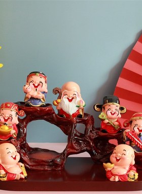 五路财神爷招财办公室店铺家居客厅装饰创意结婚乔迁开业礼品摆件