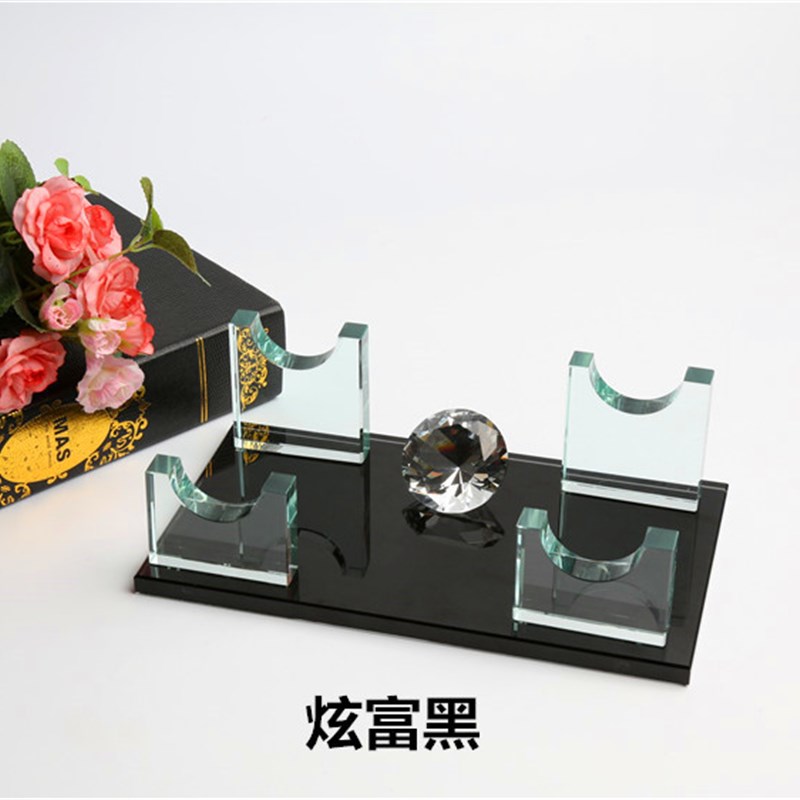 水晶话筒架麦克风支架KTV用品桌面无线话筒座水晶座咪唑台式摆件