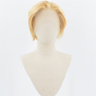 金色超短发cos万用前蕾丝手勾假发毛胚化纤高温丝假发套