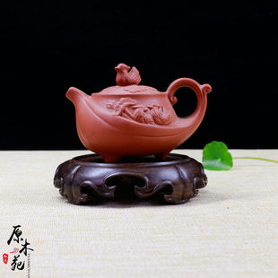 实木圆形紫砂壶花瓶盆景瓷器底座黑紫檀木质摆件工艺品玉石器木托