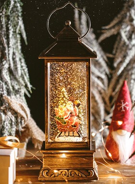 下雪花女生旋转风灯音乐盒水晶球八音盒圣诞节礼物圣诞老人圣诞树